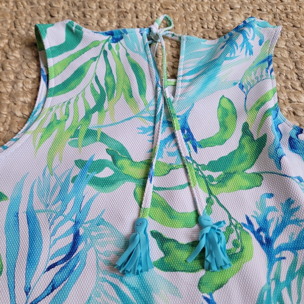 Island Cays Sea Fronds High-Neck Flounce Spa Dress Coverup Pockets UPF 50 Small - Picture 6 of 11